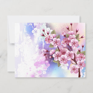 Rosa Sakura auf dem Hintergrund der Malerei Save The Date