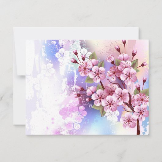 Rosa Sakura auf dem Hintergrund der Malerei Save The Date (Vorderseite)