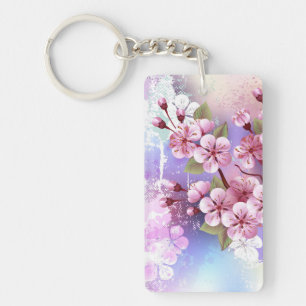 Rosa Sakura auf dem Hintergrund der Malerei Schlüsselanhänger
