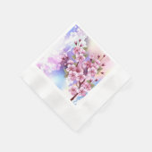 Rosa Sakura auf dem Hintergrund der Malerei Serviette (Ecke)