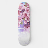 Rosa Sakura auf dem Hintergrund der Malerei Skateboard (Vorderseite)