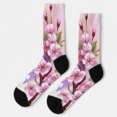 Rosa Sakura auf dem Hintergrund der Malerei Socken (Linkes Detail)