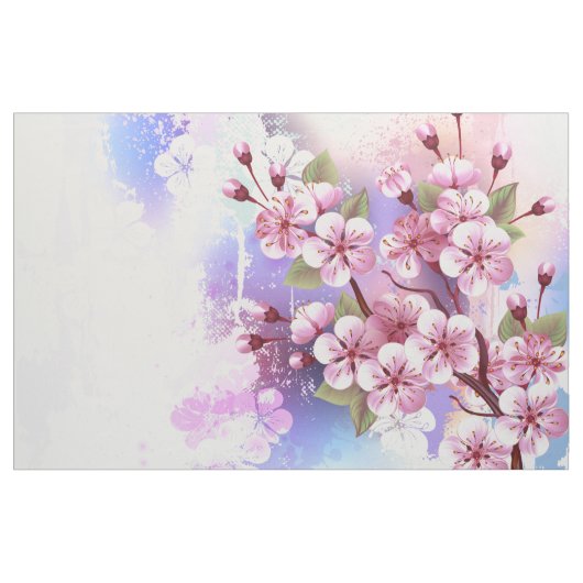 Rosa Sakura auf dem Hintergrund der Malerei Stoff (Yard (91,4 cm))