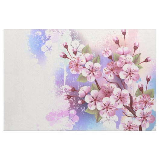 Rosa Sakura auf dem Hintergrund der Malerei Stoff (Yard (91,4 cm))