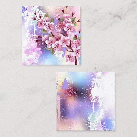 Rosa Sakura auf dem Hintergrund der Malerei Telefonnummerkarte (Vorne/Hinten)