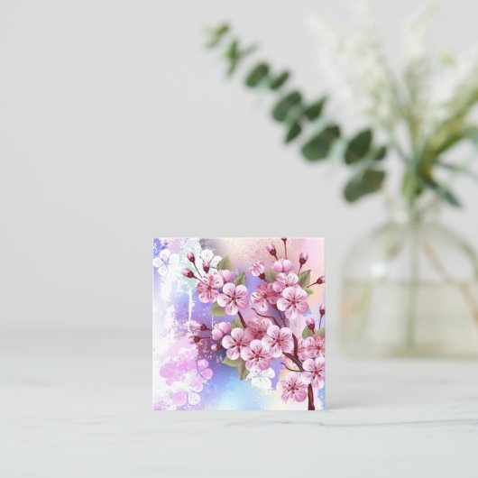 Rosa Sakura auf dem Hintergrund der Malerei Telefonnummerkarte (Stehend Vorderseite)