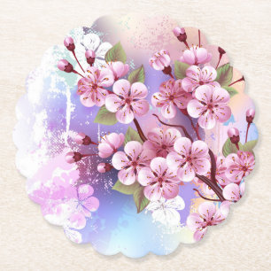 Rosa Sakura auf dem Hintergrund der Malerei Untersetzer