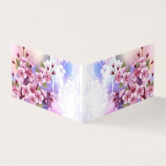 Rosa Sakura auf dem Hintergrund der Malerei Visitenkarten (Vorderseite)