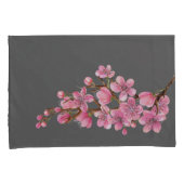 Rosa Sakura auf der grauen Seite der Pillowcases Kissenbezug (Vorderseite-Rechts)