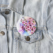 Rosa Sakura auf gemaltem Hintergrund Button (Beispiel)