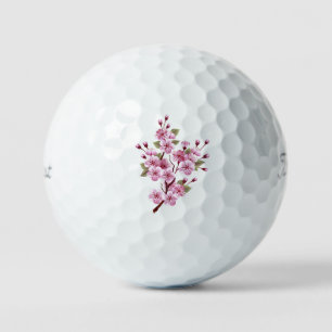 Rosa Sakura auf gemaltem Hintergrund Golfball