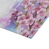 Rosa Sakura auf gemalter Hintergrund Schneidebrett (Ecke)