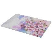 Rosa Sakura auf gemalter Hintergrund Schneidebrett (Ecke)