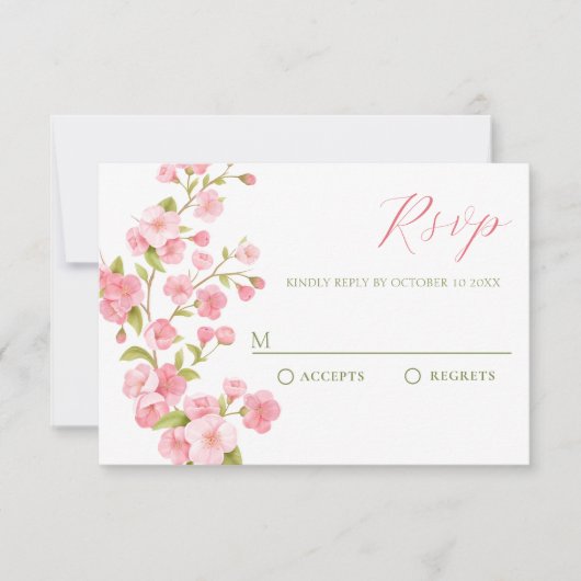 Rosa Sakura blüht Blume RSVP Karte (Vorderseite)
