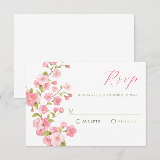 Rosa Sakura blüht Blume RSVP Karte (Vorne/Hinten)