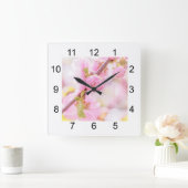 Rosa Sakura-Blume - Blüte der japanischen Kirsche Quadratische Wanduhr (Zuhause)