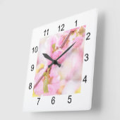Rosa Sakura-Blume - Blüte der japanischen Kirsche Quadratische Wanduhr (Winkel)