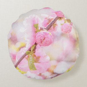 Rosa Sakura-Blume - Blüte der japanischen Kirsche Rundes Kissen