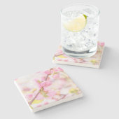 Rosa Sakura-Blume - Blüte der japanischen Kirsche Steinuntersetzer (Seitenansicht)