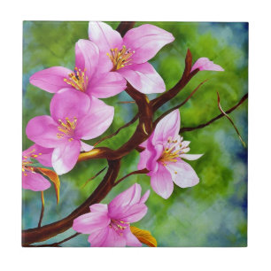 Rosa Sakura Blume Dekorative Blumenbeete Keramik T Fliese