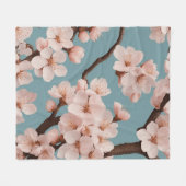 Rosa Sakura-Blume Fleecedecke (Vorderseite (Horizontal))