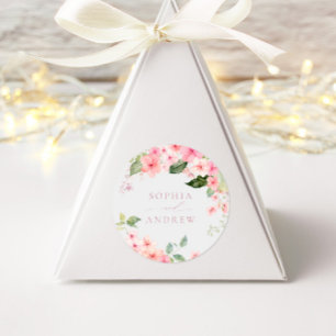 Rosa Sakura Blume Hochzeit Runder Aufkleber