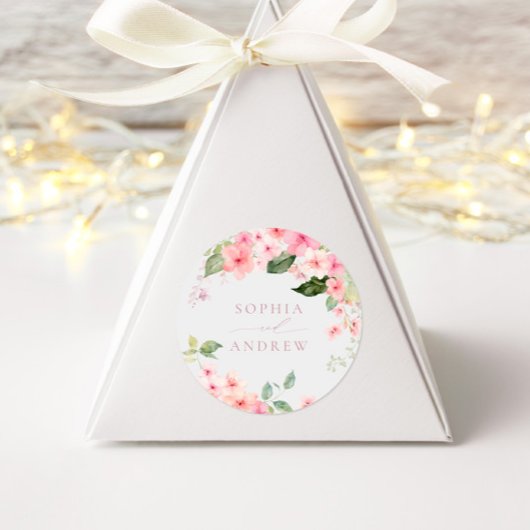 Rosa Sakura Blume Hochzeit Runder Aufkleber