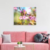 Rosa Sakura Blume im Kirschgarten Leinwanddruck (Insitu (Wohnzimmer))