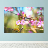 Rosa Sakura Blume im Kirschgarten Leinwanddruck (Insitu (Holzboden))