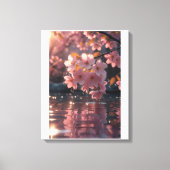 Rosa Sakura-Blume über Wasser | Serene Spring Nat Leinwanddruck (Vorderseite)
