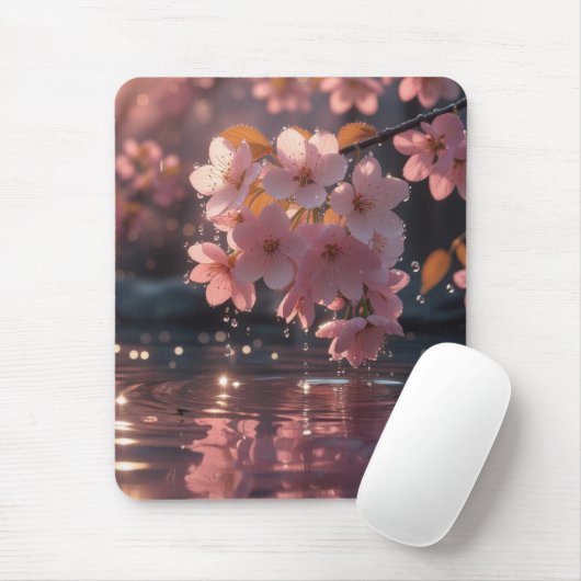Rosa Sakura-Blume über Wasser | Serene Spring Nat Mousepad (Mit Mouse)