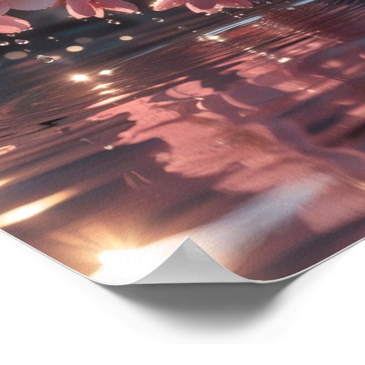 Rosa Sakura-Blume über Wasser | Serene Spring Nat Poster (Ecke)