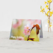 Rosa Sakura-Blume und rotes Blätter im Frühjahr Karte (Gelbe Blume)