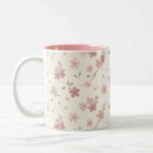 Rosa Sakura-Blüten Zweifarben-Tasse Zweifarbige Tasse