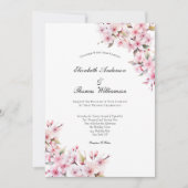 Rosa Sakura Cherry Blossom Flora Elegante Hochzeit Einladung (Vorderseite)