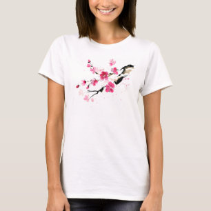 Rosa Sakura-Frühlingsblüten-Malerei T-Shirt