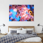 Rosa Sakura Garland, Blauer Himmel Leinwanddruck (Insitu (Schlafzimmer))