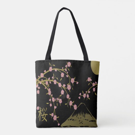 Rosa Sakura Gold Schwarz Japanischer Bildschirm Dr Tasche (Rückseite)