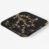 Rosa Sakura Gold Schwarz Japanischer Bildschirm Pappteller (Gewinkelt)