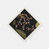 Rosa Sakura Gold Schwarz Japanisches Motiv Papier  Serviette (Ecke)