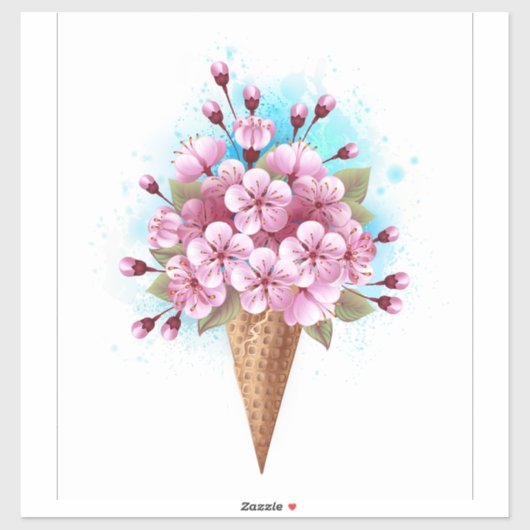 Rosa Sakura Ice Waffel Aufkleber (Blatt)