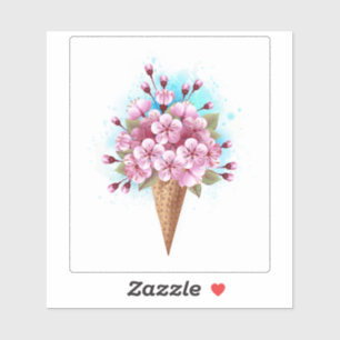 Rosa Sakura Ice Waffel Aufkleber