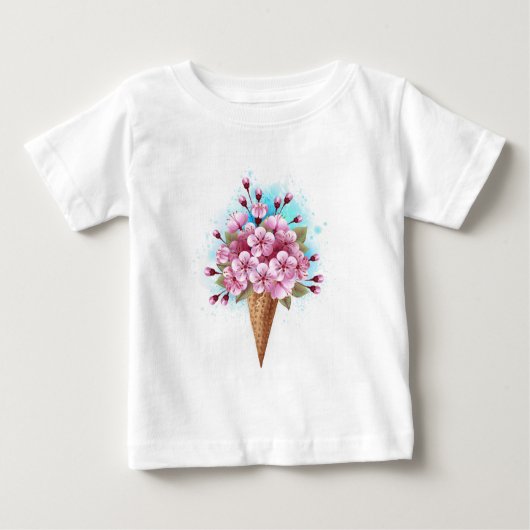 Rosa Sakura Ice Waffel Baby T-shirt (Vorderseite)