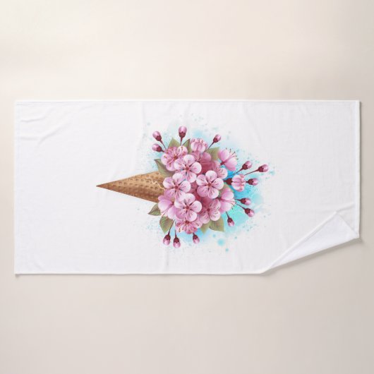 Rosa Sakura Ice Waffel Badehandtuch (Badehandtuch)