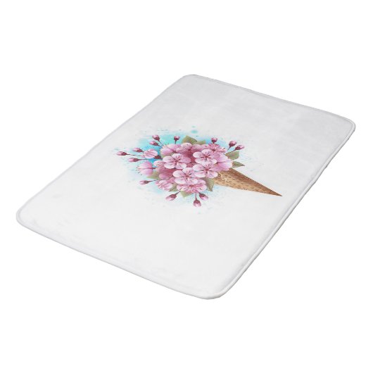 Rosa Sakura Ice Waffel Badematte (Schrägansicht)
