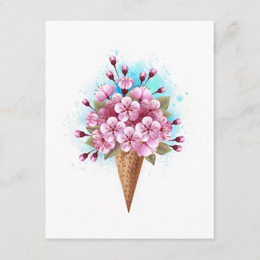 Rosa Sakura Ice Waffel Begleitkarte (Vorderseite)