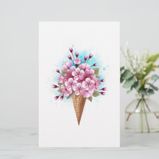 Rosa Sakura Ice Waffel Briefpapier (Stehend Vorderseite)