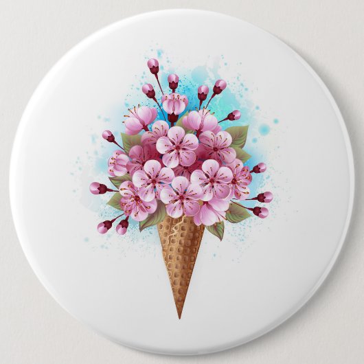 Rosa Sakura Ice Waffel Button (Vorderseite)