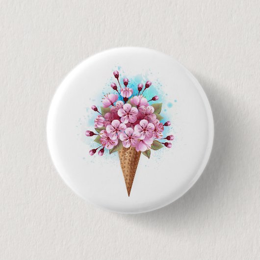 Rosa Sakura Ice Waffel Button (Vorderseite)