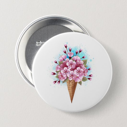 Rosa Sakura Ice Waffel Button (Vorne & Hinten)